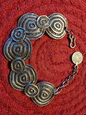 Vintage White Silver Metal Brutalist Turkish Arabic Boho Bracelet